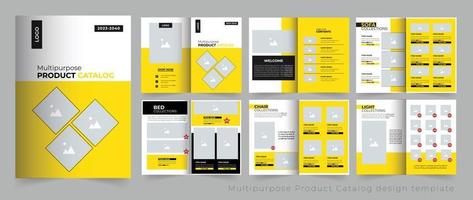 diseño de catálogo de productos, plantilla de diseño de catálogo de productos multipropósito amarillo o negro vector