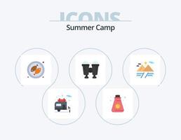 Campamento de verano paquete de iconos planos 5 diseño de iconos. . montaña. pez. nube. viajar vector