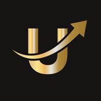 logo de finanzas en el concepto de letra u. logotipo de marketing y negocios financieros vector