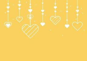 hanging hearts yellow background vector