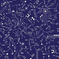 patrón de tecnología, líneas gráficas de placa de circuito en vector, grupos separados. líneas de conexión de hardware para usar como patrón continuo en pantallas tecnológicas o en animación. vector