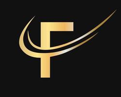 diseño inicial del logotipo de la letra f del monograma con concepto de lujo vector