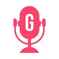 Podcast Radio Logo On Letter G Design Using Microphone Template. Dj Music, Podcast Logo Design, Mix Audio Broadcast Vector