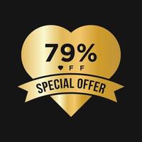79 Percent OFF Sale Discount Promotion Banner. Special Offer, Event, Valentine Day Sale, Holiday Discount Tag Template vector