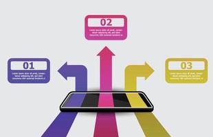 plantilla infográfica del paso del proceso con teléfono móvil, vector infográfico de presentación