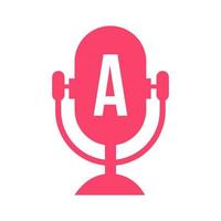 Podcast Radio Logo On Letter A Design Using Microphone Template. Dj Music, Podcast Logo Design, Mix Audio Broadcast Vector