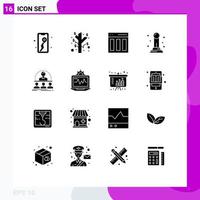 Group of 16 Modern Solid Glyphs Set for course business communication pawn business Editable Vector Design Elements