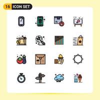 16 User Interface Flat Color Filled Line Pack of modern Signs and Symbols of day ad mobile secure lock Editable Creative Vector Design Elements