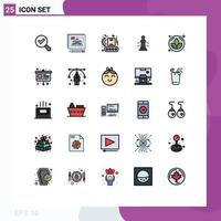 Modern Set of 25 Filled line Flat Colors and symbols such as flower game conveyor strategy chess Editable Vector Design Elements