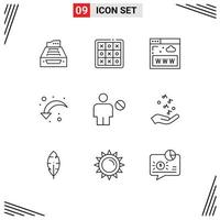 9 User Interface Outline Pack of modern Signs and Symbols of reload www toe website communications Editable Vector Design Elements