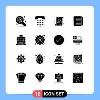 Stock Vector Icon Pack of 16 Line Signs and Symbols for chest bandit certificate paper notebook Editable Vector Design Elements