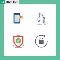 Set of 4 Modern UI Icons Symbols Signs for mobile insurance love chat hand security Editable Vector Design Elements