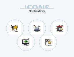 paquete de iconos llenos de línea de notificaciones 5 diseño de iconos. notificación. alerta. notificación. sonrisa. burbuja vector