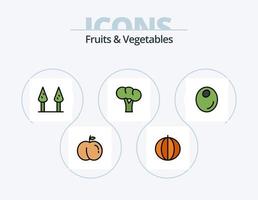 Fruits and Vegetables Line Filled Icon Pack 5 Icon Design. apricot juice. vegetables. food. tomato. fruit vector