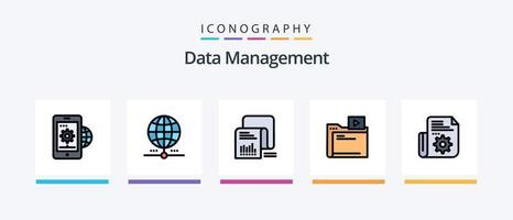 Data Management Line Filled 5 Icon Pack Including find . storage. options . base . data. Creative Icons Design vector
