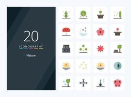 20 Nature Flat Color icon for presentation vector