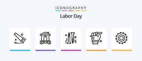 Labor Day Line 5 Icon Pack Including plumb bob. plumb. erroneously. labour. flag. Creative Icons Design vector