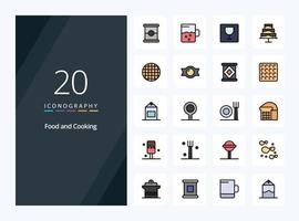 20 Food line Filled icon for presentation vector