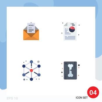 4 Universal Flat Icon Signs Symbols of news modeling corresponding process design Editable Vector Design Elements