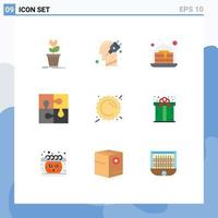 Set of 9 Modern UI Icons Symbols Signs for teamwork puzzle plug piece sweets Editable Vector Design Elements