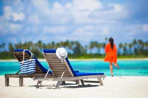 Summer vacation concept-young woman enjoy tropical vacation on Maldivea in Indian Ocean photo