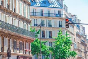 Beautiful european streets and houses view in Paris, France photo