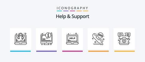 Help And Support Line 5 Icon Pack Including money. website. center. seo. headset. Creative Icons Design vector
