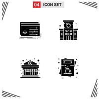 Stock Vector Icon Pack of 4 Line Signs and Symbols for file bank settings hospital finance Editable Vector Design Elements