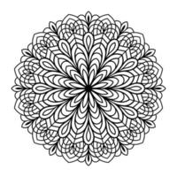 Mandala floral coloring page for adults relaxation, black and white mandala coloring page hand drawn outlined doodle line art, adult mandala for coloring page interior vector