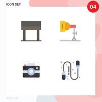 Pictogram Set of 4 Simple Flat Icons of desk party light studio exercise Editable Vector Design Elements