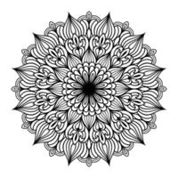 Mandala floral coloring page for adults relaxation, black and white mandala coloring page hand drawn outlined doodle line art, adult mandala for coloring page interior vector