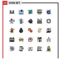 Universal Icon Symbols Group of 25 Modern Filled line Flat Colors of tool paint roller bubble design speech Editable Vector Design Elements