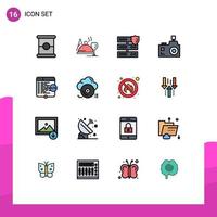 Stock Vector Icon Pack of 16 Line Signs and Symbols for html photography network photographer flash camera Editable Creative Vector Design Elements