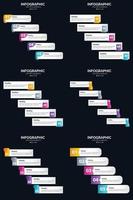 plantilla de diapositiva de presentación del paquete de infografías vectoriales 6 diagramas de ciclo de 5 pasos y líneas de tiempo vector