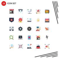 Pack of 25 Modern Flat Colors Signs and Symbols for Web Print Media such as entertainment finance electricity data toilet Editable Vector Design Elements