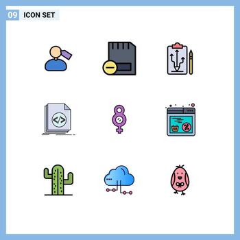 paquete de iconos de vector de stock de 9 signos y símbolos de línea para programar codificación eliminar tácticas de código elementos de diseño de vector editables