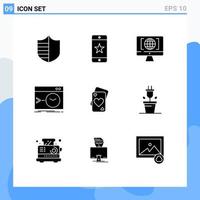 Editable Vector Line Pack of 9 Simple Solid Glyphs of card software computer root admin Editable Vector Design Elements