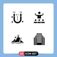 4 Universal Solid Glyphs Set for Web and Mobile Applications attraction success science mentor development Editable Vector Design Elements