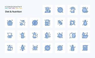 25 Diet And Nutrition Blue icon pack vector