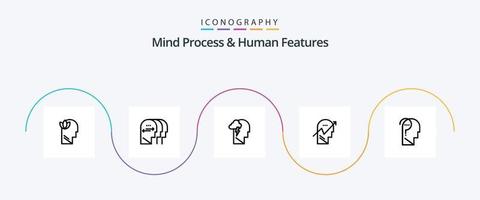 paquete de iconos de línea 5 de proceso mental y características humanas que incluye energía. mental. personaje energía. humano vector