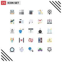 25 Universal Flat Color Signs Symbols of pack microphone finance search music Editable Vector Design Elements