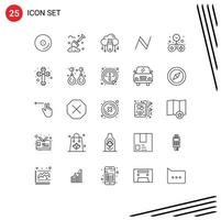 conjunto moderno de pictogramas de 25 líneas de elementos de diseño vectorial editables de la tienda de cadena de bloques usb de criptomoneda gratis vector