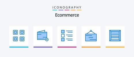 Ecommerce Blue 5 Icon Pack Including box. open. checklist. e. view. Creative Icons Design vector
