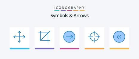Symbols and Arrows Blue 5 Icon Pack Including circle. arrows. arrows. symbols. sign. Creative Icons Design vector