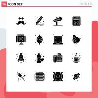 Modern Set of 16 Solid Glyphs and symbols such as movie working canada discussion consulting Editable Vector Design Elements