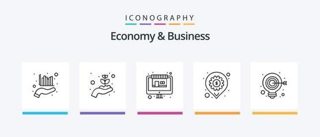 Economy And Business Line 5 Icon Pack Including graph. security. analysis. safety. computer. Creative Icons Design vector