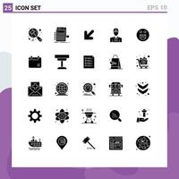 Universal Icon Symbols Group of 25 Modern Solid Glyphs of happy work calculator worker construction Editable Vector Design Elements