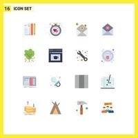 símbolos de iconos universales grupo de 16 colores planos modernos de correo eliminar amor comunicación dinero paquete editable de elementos de diseño de vectores creativos