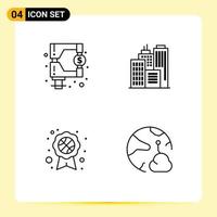 Universal Icon Symbols Group of 4 Modern Filledline Flat Colors of funds recognition badge tax office connect Editable Vector Design Elements