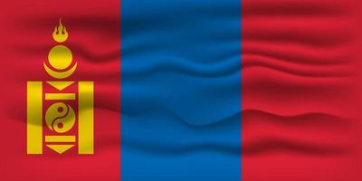 Waving flag of the country Mongolia. Vector illustration.